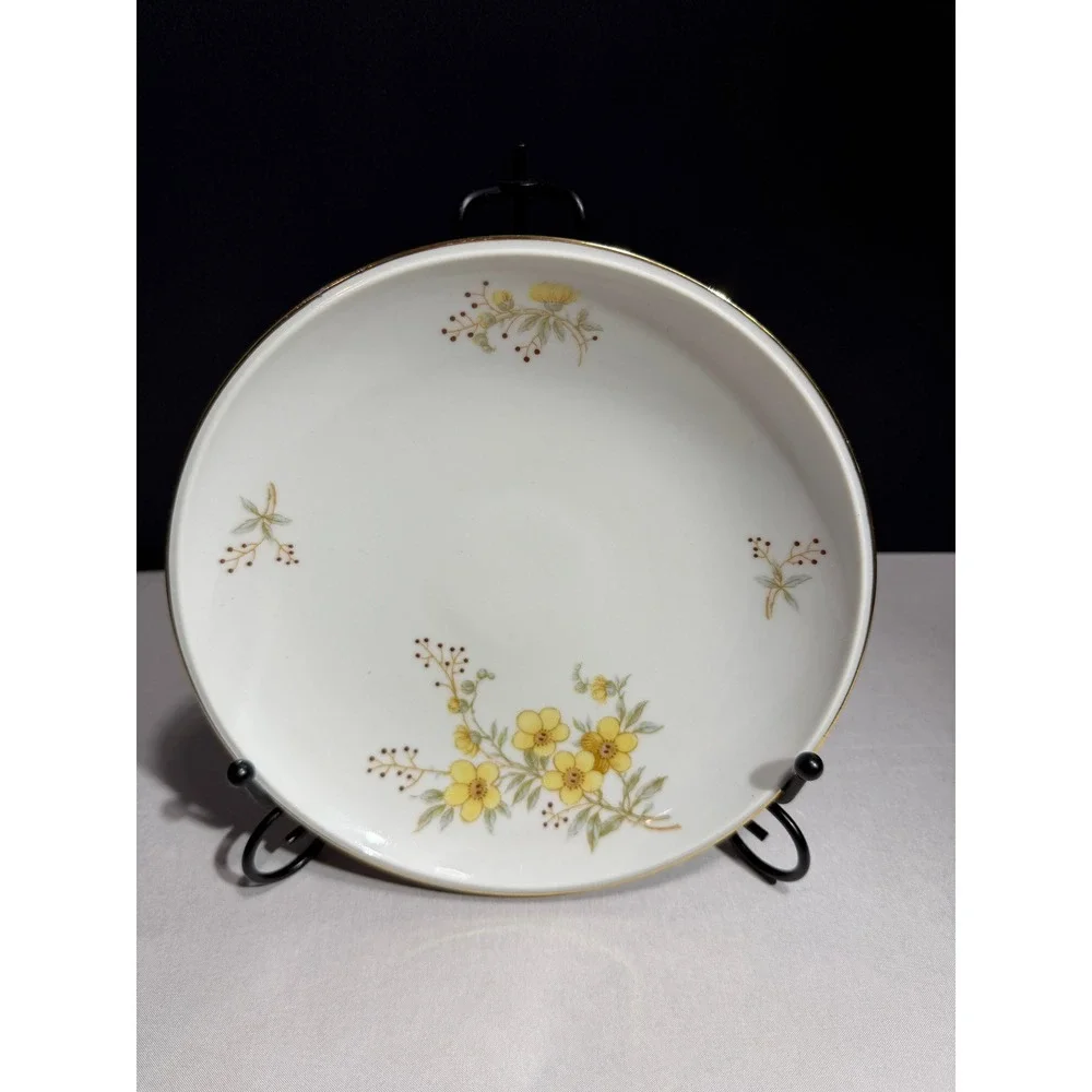 Hutschenreuther Arzberg Bavaria Iris Yellow Floral Porcelain Saucer Gold Rim